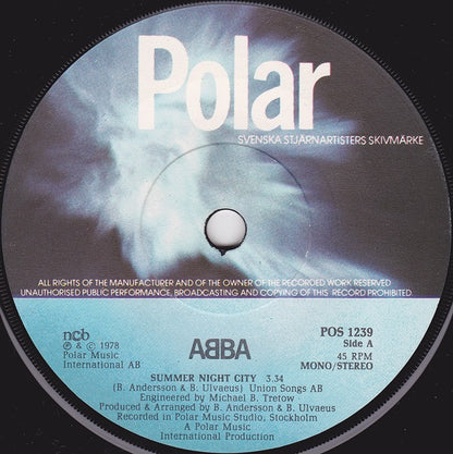 ABBA : Summer Night City (7", Single)
