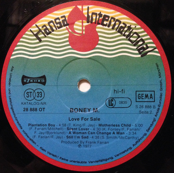 Boney M. : Love For Sale (LP, Album, RP)