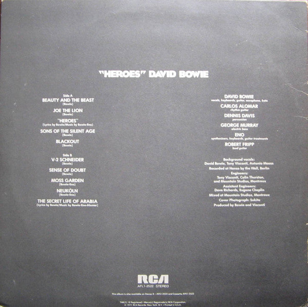 David Bowie : "Heroes" (LP, Album, Ind)