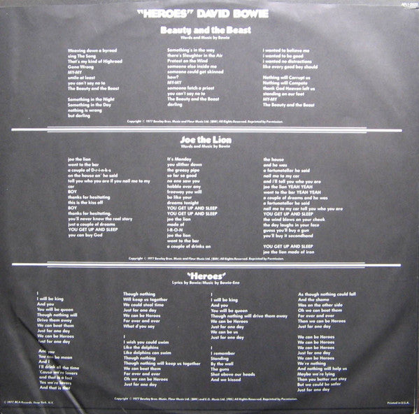 David Bowie : "Heroes" (LP, Album, Ind)