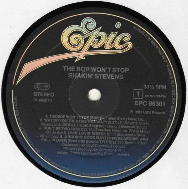 Shakin' Stevens : The Bop Won't Stop (LP, Album, 3rd)