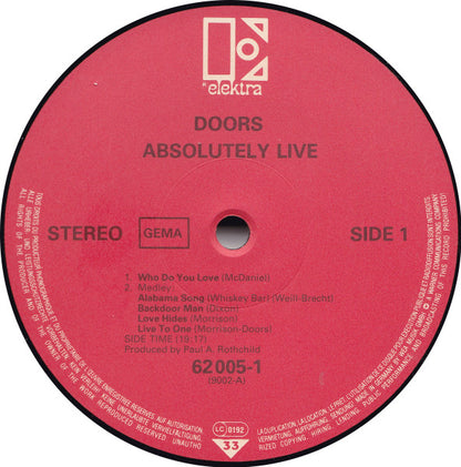 The Doors : Absolutely Live (2xLP, Album, RP)