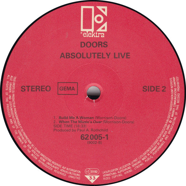 The Doors : Absolutely Live (2xLP, Album, RP)