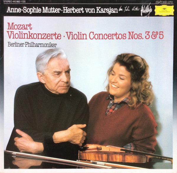 Anne-Sophie Mutter • Herbert von Karajan, Wolfgang Amadeus Mozart, Berliner Philharmoniker : Violinkonzerte = Violin Concertos Nos. 3 & 5 (LP, Album, RE)