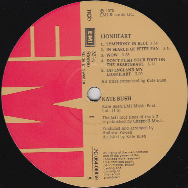 Kate Bush : Lionheart (LP, Album, Gat)