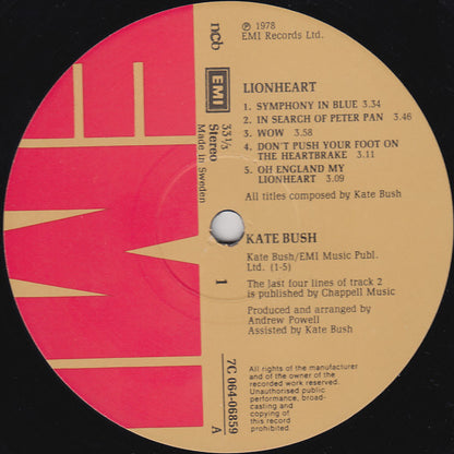 Kate Bush : Lionheart (LP, Album, Gat)