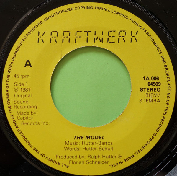 Kraftwerk : The Model (7", Single)