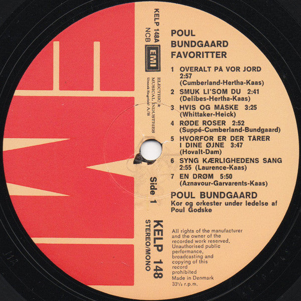 Poul Bundgaard, Kor Og Orkester Under Ledelse Af Poul Godske : Poul Bundgaard Favoritter (LP, Album)