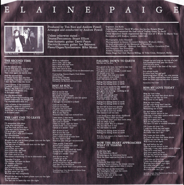 Elaine Paige : Elaine Paige (LP, Album, M/Print)