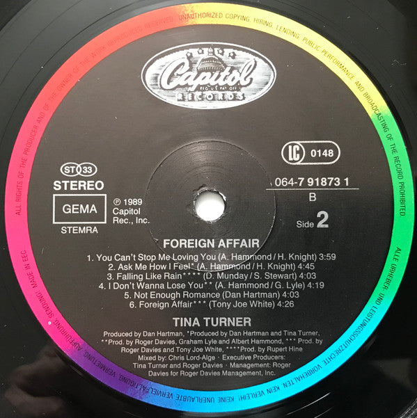 Tina Turner : Foreign Affair (LP, Album, Gat)