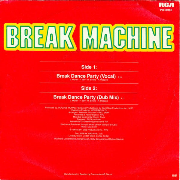 Break Machine : Break Dance Party (7", Single)