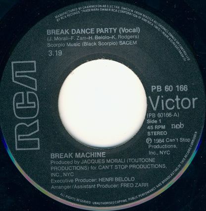 Break Machine : Break Dance Party (7", Single)