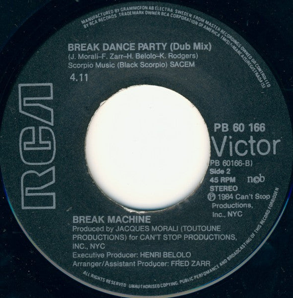 Break Machine : Break Dance Party (7", Single)