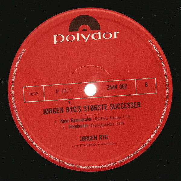 Jørgen Ryg : Jørgen Ryg's Største Successer (LP)