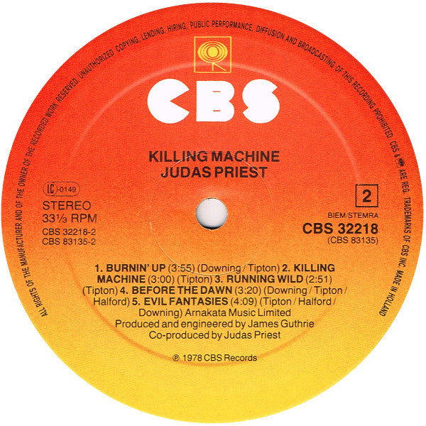 Judas Priest : Killing Machine (LP, Album, RE)