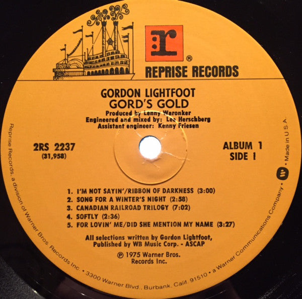 Gordon Lightfoot : Gord's Gold (2xLP, Album, Comp, Pin)