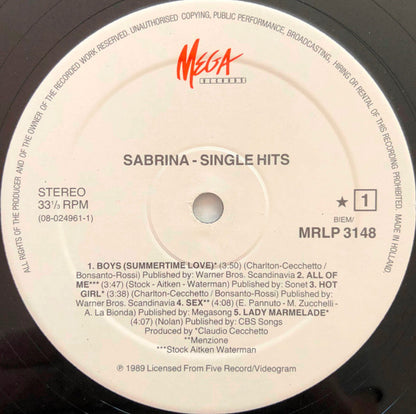 Sabrina : Single Hits (LP, Comp)
