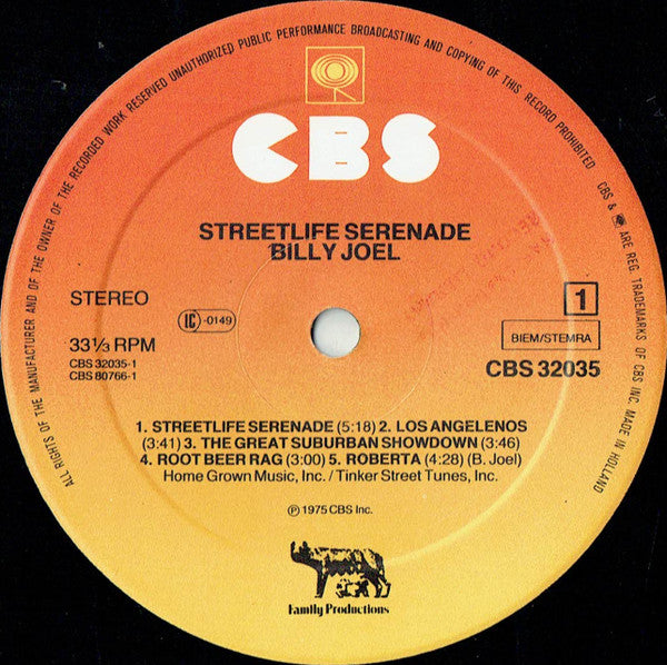 Billy Joel : Streetlife Serenade (LP, Album, RE)