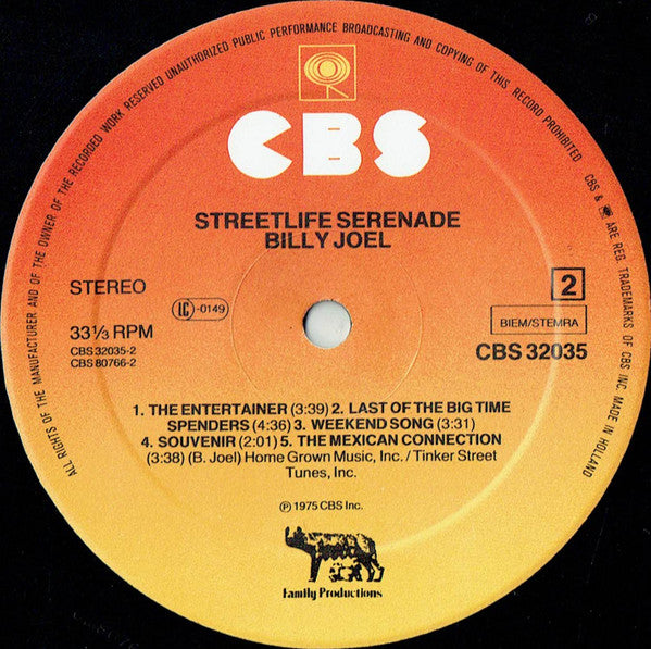 Billy Joel : Streetlife Serenade (LP, Album, RE)