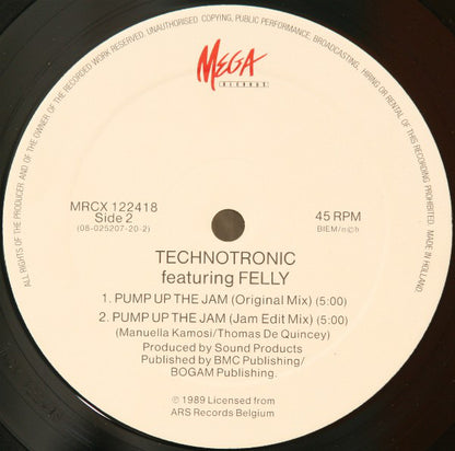 Technotronic Featuring Felly : Pump Up The Jam (12")