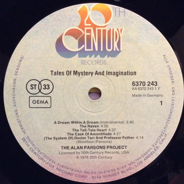 The Alan Parsons Project : Tales Of Mystery And Imagination (LP, Album, RP, Gat)