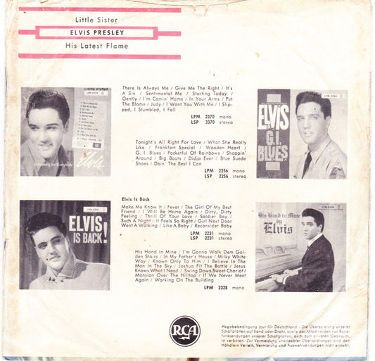 Elvis Presley : His Latest Flame (7", Single)