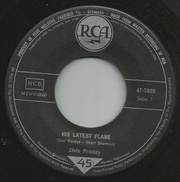 Elvis Presley : His Latest Flame (7", Single)