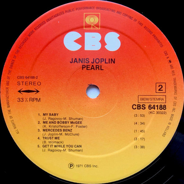 Janis Joplin : Pearl (LP, Album, RE)