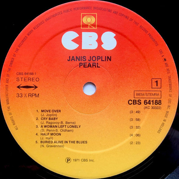 Janis Joplin : Pearl (LP, Album, RE)