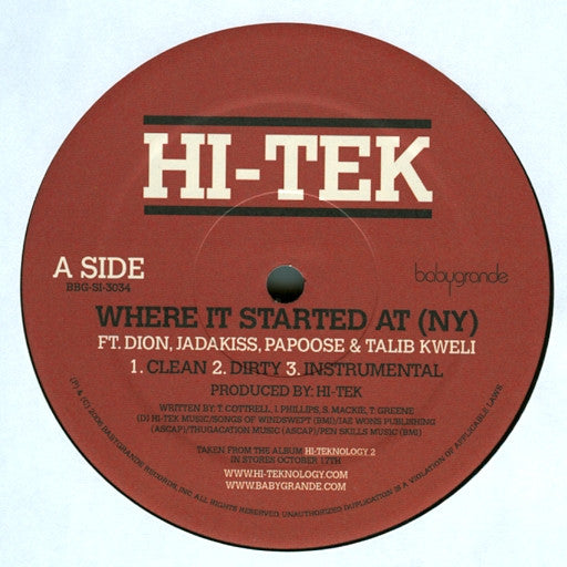Hi-Tek : Where It Started At [NY] / Can We Go Back (12")