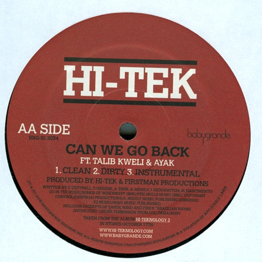 Hi-Tek : Where It Started At [NY] / Can We Go Back (12")