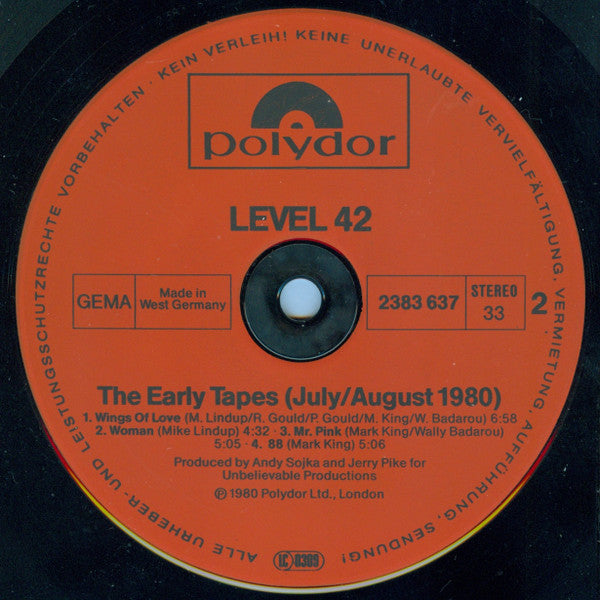 Level 42 : The Early Tapes · July/Aug 1980 (LP, Album, RE)