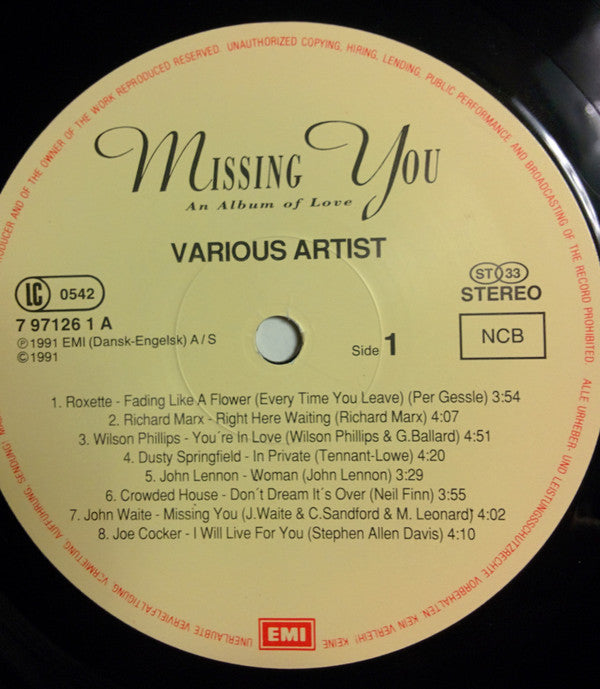 Various : Missing You (An Album Of Love) (LP, Comp)