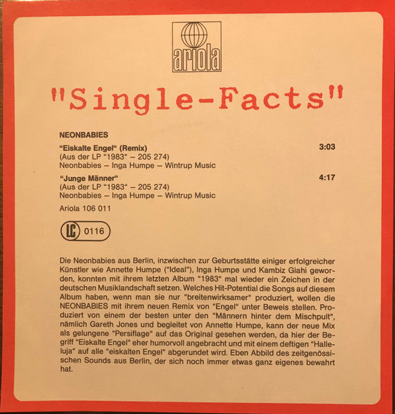 Neonbabies : Eiskalte Engel (7", Single)