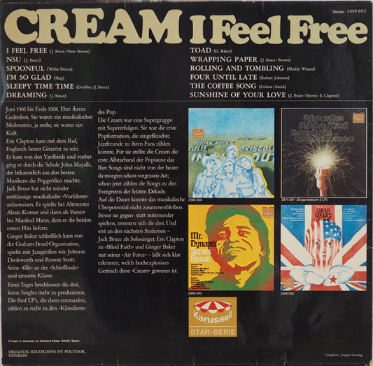 Cream (2) : I Feel Free (LP, Comp, RE)