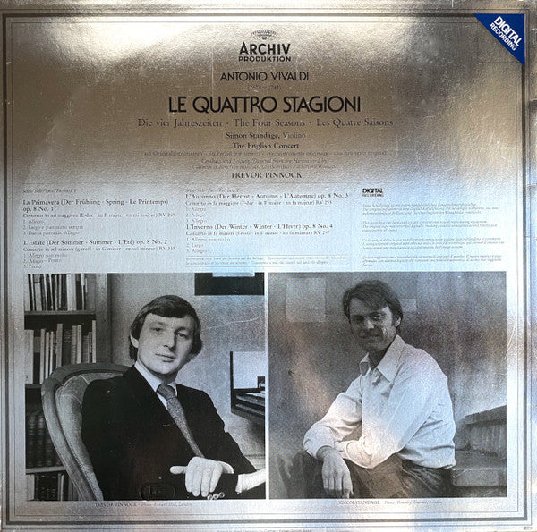 Antonio Vivaldi, The English Concert, Simon Standage • Trevor Pinnock : Le Quattro Stagioni = Die Vier Jahreszeiten = The Four Seasons = Les Quatre Saisons (LP)
