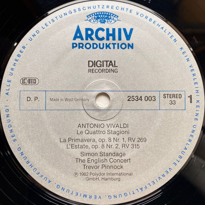 Antonio Vivaldi, The English Concert, Simon Standage • Trevor Pinnock : Le Quattro Stagioni = Die Vier Jahreszeiten = The Four Seasons = Les Quatre Saisons (LP)