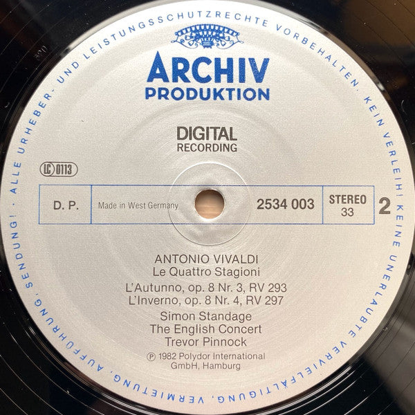 Antonio Vivaldi, The English Concert, Simon Standage • Trevor Pinnock : Le Quattro Stagioni = Die Vier Jahreszeiten = The Four Seasons = Les Quatre Saisons (LP)