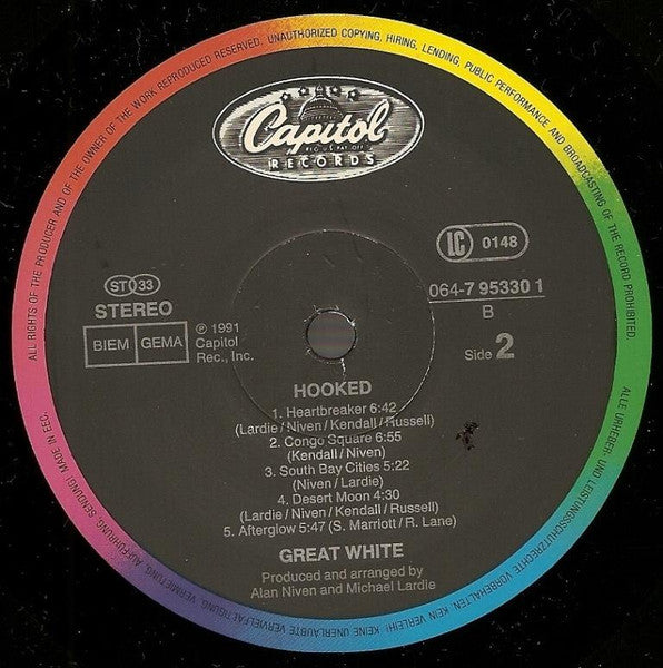 Great White : Hooked (LP, Album)
