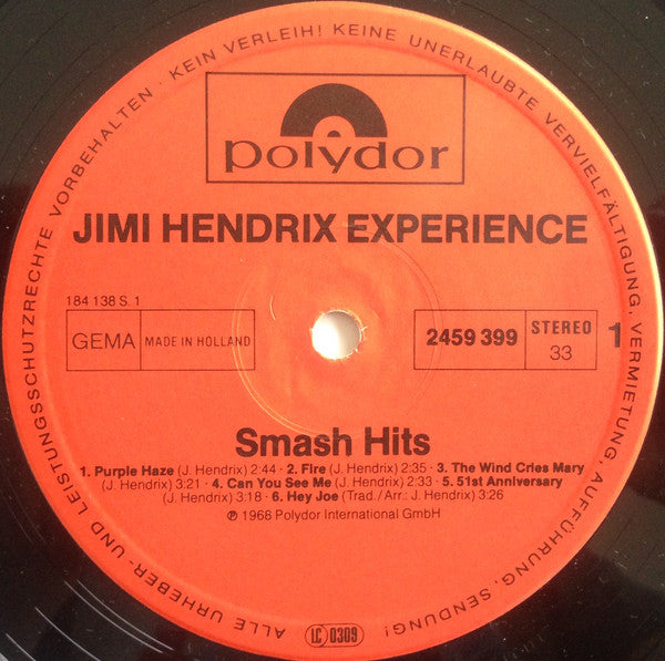 The Jimi Hendrix Experience : Smash Hits (LP, Comp, RE)
