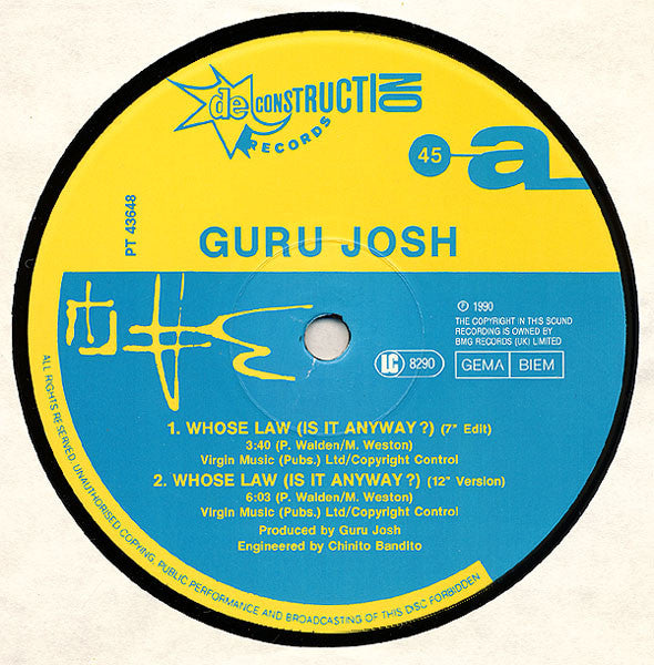 Guru Josh : Whose Law (Is It Anyway)? (12", Maxi)