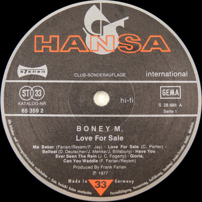 Boney M. : Love For Sale (LP, Album, Club)