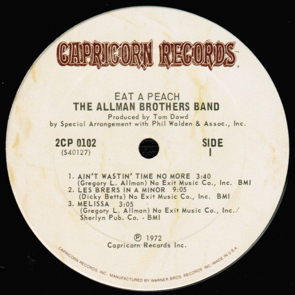 The Allman Brothers Band : Eat A Peach (2xLP, Album, Pit)