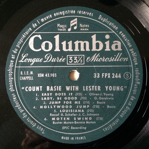 Count Basie With Lester Young : Count Basie With Lester Young (LP, Comp, Mono)