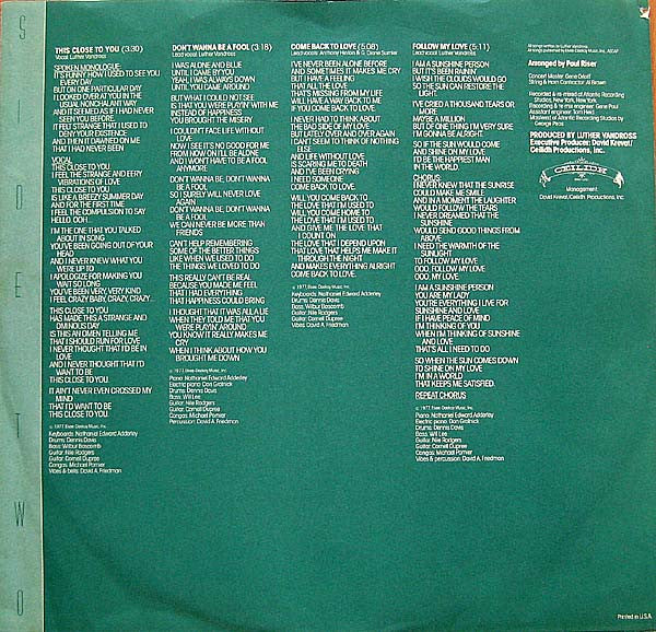 Luther : This Close To You (LP, Album, PR )
