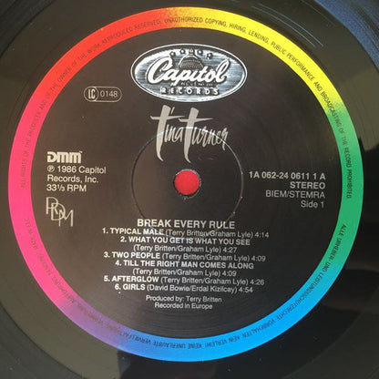Tina Turner : Break Every Rule (LP, Album, DMM)