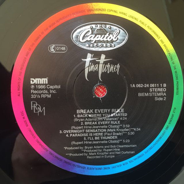 Tina Turner : Break Every Rule (LP, Album, DMM)