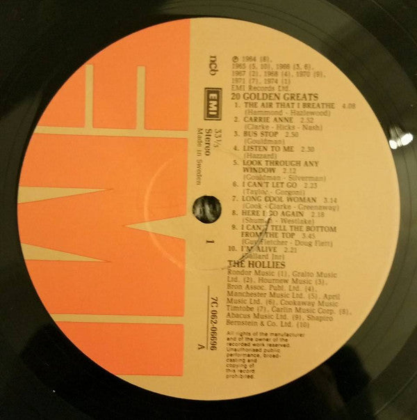 The Hollies : 20 Golden Greats (LP, Comp, Mono)