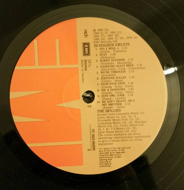 The Hollies : 20 Golden Greats (LP, Comp, Mono)