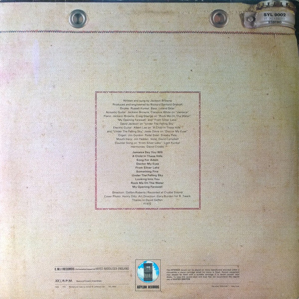 Jackson Browne : Jackson Browne (LP, Album, RP)